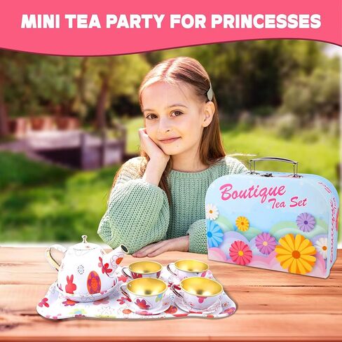 SMILESSKIDDO 15pcs Tea Party Set for Little Girls - Princess Tea Party Sets,Kids Kitchen Pretend Play Toys - Toddler Tea Party Sets for Girl 3-5, Girls Tea Party Set Gift for 3 4 5 6 7 8 Girl (Pink) in Kuwait