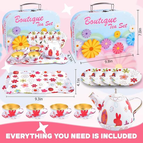 SMILESSKIDDO 15pcs Tea Party Set for Little Girls - Princess Tea Party Sets,Kids Kitchen Pretend Play Toys - Toddler Tea Party Sets for Girl 3-5, Girls Tea Party Set Gift for 3 4 5 6 7 8 Girl (Pink) in Kuwait