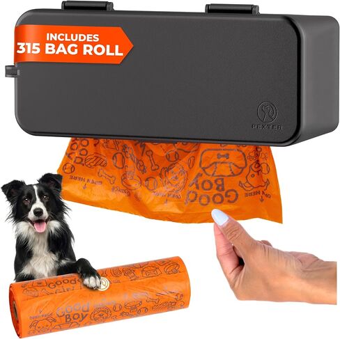 محطة نفايات الكلاب - موزع أكياس فضلات الكلاب الكبير - محطة نفايات الحيوانات الأليفة الخارجية أو الداخلية - مثبتة على الحائط أو مثبتة على الحائط - محطة تخزين أكياس فضلات الكلاب في الهواء الطلق - تتضمن 315 حقيبة لفة (أسود) in Kuwait