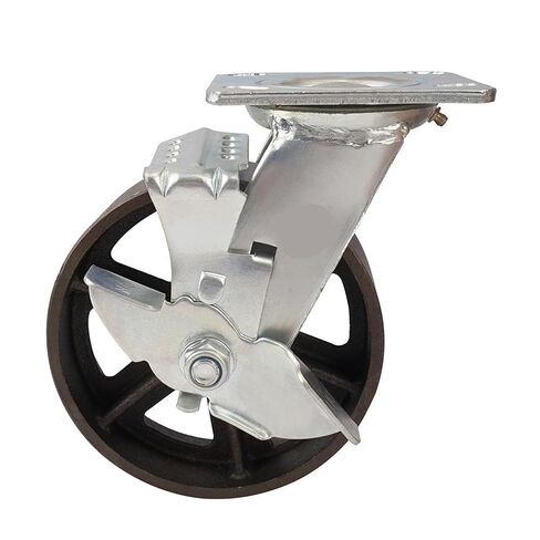 1 piece 6-inch Pig Iron Side Brake Movable Wheel Logistics Tool handling Turnover Vehicle in Saudi Arabia