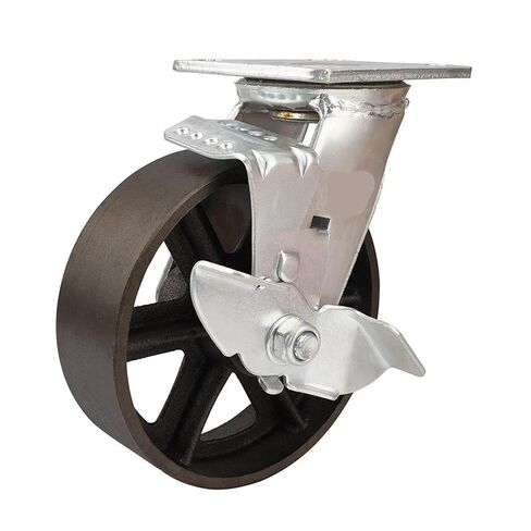 1 piece 6-inch Pig Iron Side Brake Movable Wheel Logistics Tool handling Turnover Vehicle in Saudi Arabia