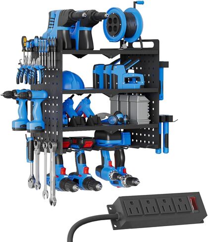 Power Tool Organizer Wall Mount, Cordless Tool Storage Utility Racks,Heavy Duty 4 Drill Holder, Supports 100 lbs, for Garage Shop and Workbench (16 Inch Holder) in Saudi Arabia