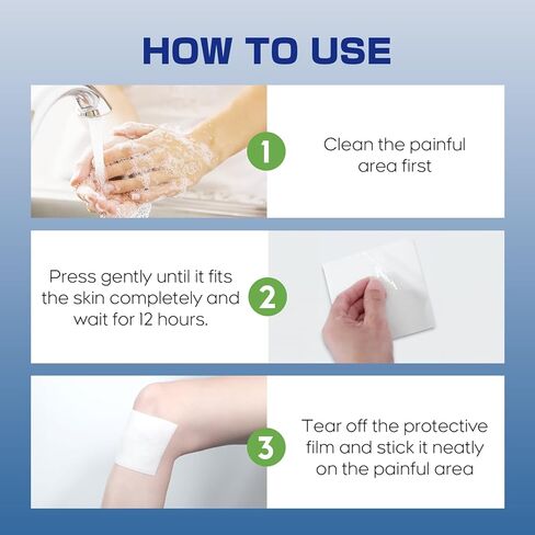 Uposiut 4% Lidocaine Pain Relief Patches 30 Count – Maximum Strength, 12 Hour Long Lasting, Flexible & Low Odor, for Back, Neck, Knee & Shoulder - 002AB in Kuwait