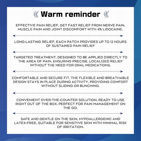Uposiut 4% Lidocaine Pain Relief Patches 30 Count – Maximum Strength, 12 Hour Long Lasting, Flexible & Low Odor, for Back, Neck, Knee & Shoulder - 002AB in Kuwait