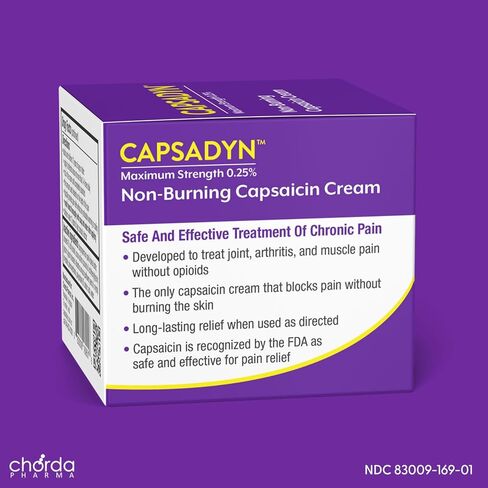 Capsadyn Non-Burning Capsaicin Cream 0.25% – Patented Maximum Strength Formula for Arthritis, Back, Joint & Muscle Pain – Odorless, Fast-Absorbing, No NSAIDs in Saudi Arabia