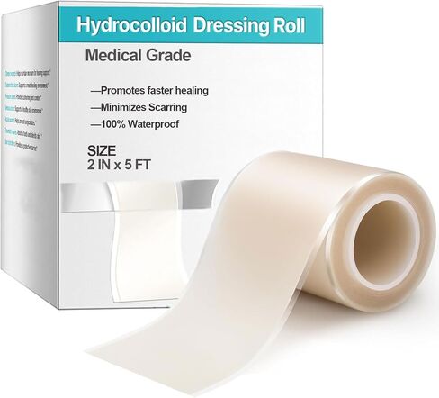 2IN*16.5FT Hydrocolloid Roll for Blister/Wound Care, Less Scar/Painless Removal, Hydrocolloid Bandages for Fast Healing, Medical-Grade, Customizable Dressing, Ultra Absorbent/Waterproof, First Aid Kit in Saudi Arabia