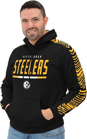 Zubaz NFL Men's Fleece Hoodie with Zebra Tonal Sleeve Panel (Small - 5X-Large) in Saudi Arabia