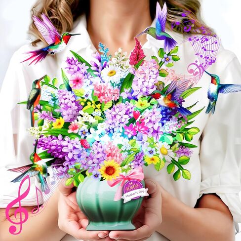 Birthday Cards, Light and Music Happy Birthday Card, Daisy and Butterfly, 10 Inch Life Sized Forever Flower Bouquet, 3D Pop Up Birthday Gift Card for Women Wife Mom Daughter Sister (Blank Notecard & Envelope) in Saudi Arabia