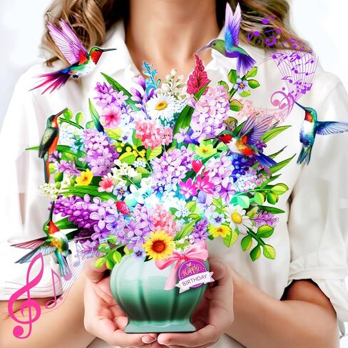 Birthday Cards, Light and Music Happy Birthday Card, Daisy and Butterfly, 10 Inch Life Sized Forever Flower Bouquet, 3D Pop Up Birthday Gift Card for Women Wife Mom Daughter Sister (Blank Notecard & Envelope) in Saudi Arabia