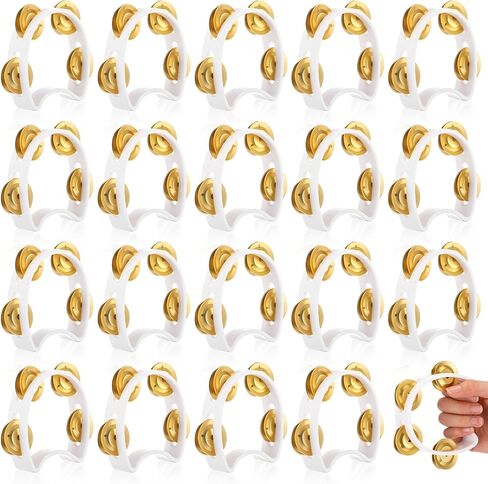 20 Pcs Tambourine Musical Instrument Handheld Percussion with 4 Gold Metal Jingles Plastic Percussion Tambourine for Adults Party Performance in Saudi Arabia