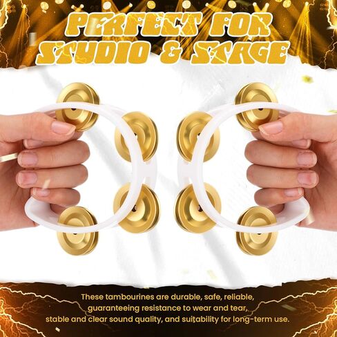 20 Pcs Tambourine Musical Instrument Handheld Percussion with 4 Gold Metal Jingles Plastic Percussion Tambourine for Adults Party Performance in Saudi Arabia