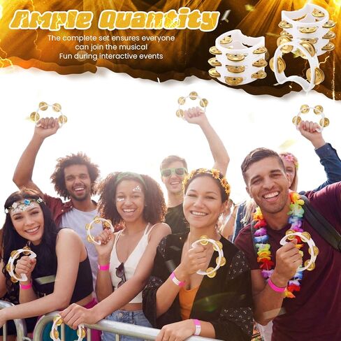 20 Pcs Tambourine Musical Instrument Handheld Percussion with 4 Gold Metal Jingles Plastic Percussion Tambourine for Adults Party Performance in Saudi Arabia