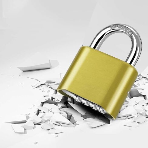 4-Digit Combination Lock, Heavy Duty Padlock Metal, Outdoor Alloy Locks with Hardened Steel Shackle, High Security Weatherproof Large Padlocks for Gym, School, Locker, Fence, Gate, Hasp, Case-Golden in Saudi Arabia