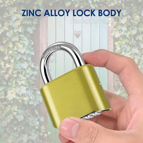 4-Digit Combination Lock, Heavy Duty Padlock Metal, Outdoor Alloy Locks with Hardened Steel Shackle, High Security Weatherproof Large Padlocks for Gym, School, Locker, Fence, Gate, Hasp, Case-Golden in Saudi Arabia