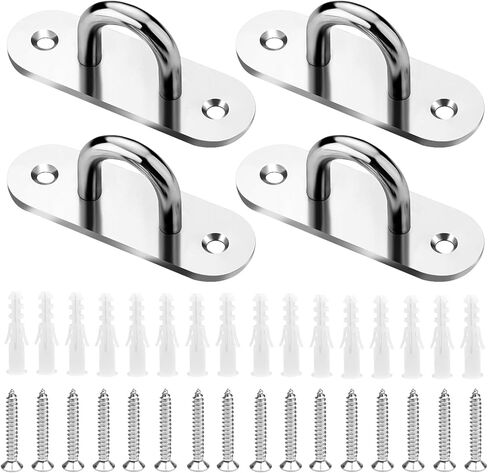 4 قطع 3.1 بوصة 304 لوحة عين من الفولاذ المقاوم للصدأ مع براغي - خطافات الأجهزة البحرية للحبل - وسادة خطاف العين ولوحة العين in Kuwait