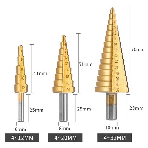 Step Drill Bits Spiral Flute The Hole Cutter 4-12/20/32mm 1Pcs in Saudi Arabia