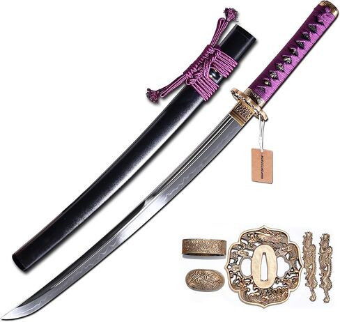 MURASAME Wakizashi Sword T10 Steel Clay Tempered Unkubi-Zukuri Real Hamon Razor Sharp in Saudi Arabia