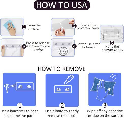 5 عبوات بديلة لاصقة لعلبة الدش، ملصقات خطافات لاصقة شفافة، شريط خطاف قوي لرف سلة الدش، حامل الصابون، رفوف تخزين الحمام ورفوف المطبخ in Kuwait