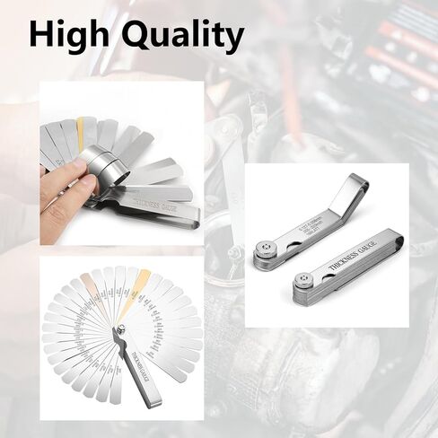2PCS Feeler Gauge Set & Angled Feeler Gauges Stainless Steel Thickness Gauge 32 Blades 0.04-0.88 mm (0.0015-0.035 Inch) Inch and Metric Measurement in Saudi Arabia