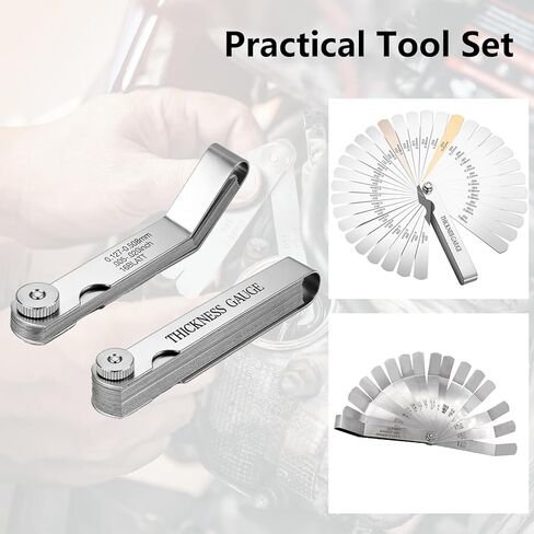 2PCS Feeler Gauge Set & Angled Feeler Gauges Stainless Steel Thickness Gauge 32 Blades 0.04-0.88 mm (0.0015-0.035 Inch) Inch and Metric Measurement in Saudi Arabia