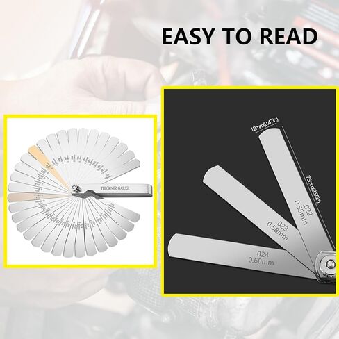 2PCS Feeler Gauge Set & Angled Feeler Gauges Stainless Steel Thickness Gauge 32 Blades 0.04-0.88 mm (0.0015-0.035 Inch) Inch and Metric Measurement in Saudi Arabia