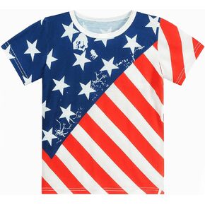 Eulla 4th of July Shirts for Boys Toddler American Flag T-Shirt Independence Day Fourth of July Tops Tees for Kids Boys 2t-7t