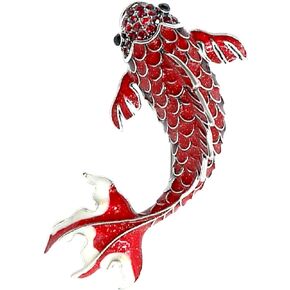 Vintage Colorful Enamel Crystal Pearl Fish Brooch Pin Elegant Cute Rhinestone Animal Statement Brooches Fashion Jewelry Accessories for Men Women Girl Gift
