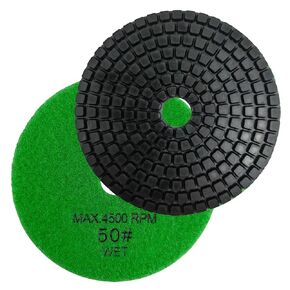 Diamond Wet Polishing Pads 4" 100mm for Buffing on Granite Marble Stone Concrete Tile Ceramic Floor Smoothing renovate Removing Marks with Nylon Backing (7, 50 Grit)