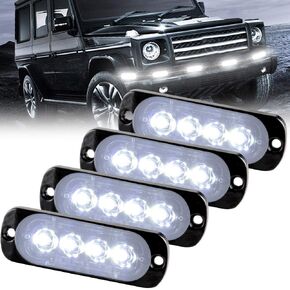 Sidaqi Universal 12-24V أضواء تحذير ستروب للطوارئ 6 LED 12W سطح جبل منارة تحذير من المخاطر أضواء وامضة شريط ضوء للمركبات على الطرق الوعرة، ATVs، شاحنة - 4 قطع (أحمر وأزرق)