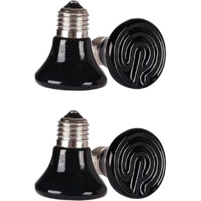 Lxcom Lighting 25 Watt Mini Reptile Heat Lamp Bulb 25W 60MM Pet Infrared Ceramic Heat Emitter for Brooder Coop, Lizard, Lambs, Snake, No Light, Black, 110V(4 Pack)