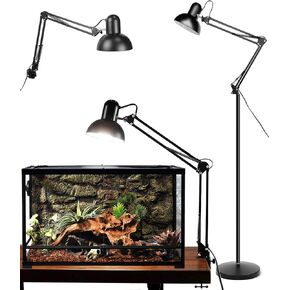 حامل مصباح الزواحف المعدني متعدد المفاصل مع عاكس الضوء، ومقبس المصباح، وذراع التأرجح ومفتاح التشغيل/الإيقاف، يأتي مع ثلاث قواعد قابلة للتبديل للتركيب على الأرض، وحامل حافة المكتب، وحامل الحائط (أقصى ارتفاع 71 بوصة) in Kuwait