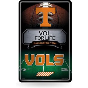 Rico Industries NCAA Tennessee Volunteers Large Metal Sign 11" x 17" Large Metal Home Décor Sign