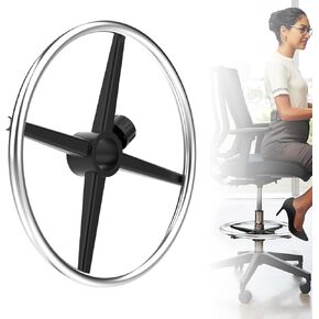 Silver 20" Chrome Foot Rest Ring for Drafting Stool or Office Chair,Office Chair Piston Foot Ring,Foot Rest for Office Chair (Silver, 20'')