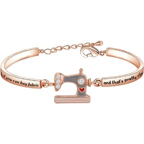 AKTAP Sewing Bracelet Sewing Quilting Bangle You Can't Buy Happiness But You Can Buy Fabric and That's Pretty Close Gift Idea for Sewers Quilters (Sewing Rose loop bracelet)