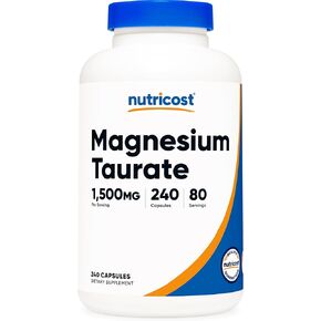 Nutricost Magnesium Taurate 1,500mg; 240 Capsules - Gluten Free, Non-GMO, Vegan, 80 Servings