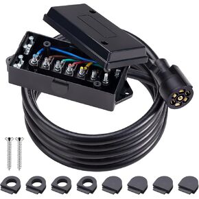 سلك مقطورة مضمن بطول 8 أقدام و7 طرق مع صندوق توصيل 7 عصابة، وحزام أسلاك مقطورة 7 دبابيس مع صندوق توصيل مقاوم للطقس مناسب لمقطورة التخييم RV in Kuwait