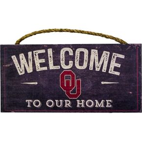 Fan Creations Oklahoma Sooners 12" x 6" Distressed Welcome to Our Home Wood Sign