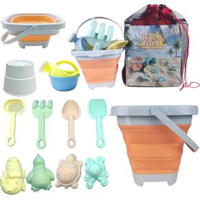 Beach Toys,Collapsible Sand Toys Set with Big Mesh Bag & Sand Mold and Shovels Set, ，Beach Toy for Toddlers Kids Age 3-10，Sand Toy for Toddler Kids,Sand box Toys
