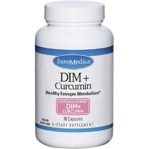 Euromedica DIM + Curcumin - 30 Capsules - Healthy Estrogen Metabolism - Clinically Studied BR-DIM, Curcumin & French Grape Seed VX1 - Non-GMO, Vegan - 30 Servings
