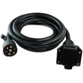 7-Way Trailer Extension Cord Wire 8 Ft - 7 Pin Connector Plug for RV Trailer, Caravan, 5th Wheel to Truck or Van - Heavy Duty & Weatherproof (8-Feet)