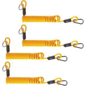 (4-Pack) 4.5ft Breakaway Trailer Cable Trailer Brake Safety Cable Heavy Duty Stainless Steel Spring Towing Coiled Wire, Replacement Breakaway Switch Safety Lanyard for RV Trailer Camper Boat