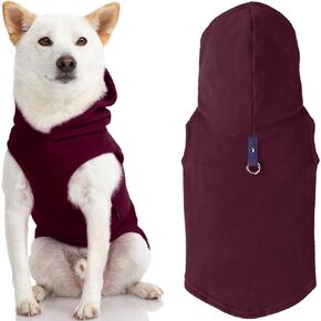 Gooby Fleece Vest Hoodie Dog Sweater - Plum, X-Small - Warm Pullover Dog Hoodie with O-Ring Leash - Winter Hooded Small Dog Sweater - Dog Clothes for Small Dogs Boy or Girl, and Medium Dogs