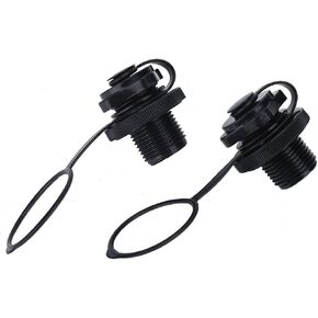 2pcs Inflatable Boat Air Valve, Spiral Air Plugs One way Inflation Replacement Screw Boston Valve for Rubber Dinghy Raft Kayak Pool Boat Airbeds,black