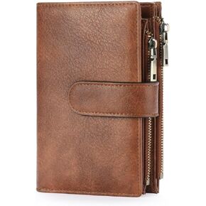 GOIACII Womens Wallets Rfid Credit Card Holder with 2 Zipper Pockets, 3 ID Windows Ladies Purse Leather