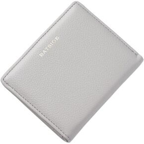 Women Small Slim Minimalist Leather Bifold Trifold Wallets (Beige)