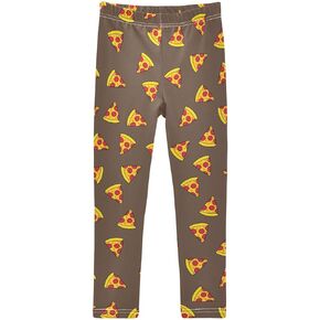Girls Leggings Soft Comfortable Piece of Pizza Printed Kids Pants, Funny Pattern for Yoga Dancing Sports Size 7-8T Multicolor