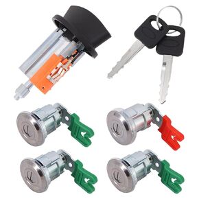 Ignition Switch Lock Cylinder Door Lock Cylinder with Key Fit for Ford Econoline E150 Van E250 Van E350 Van 1997-2018 Replace LC6177 + 703369 X4 + 597638 X2