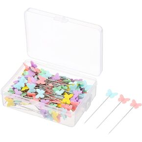 PATIKIL 2 Inch Sewing Pins, 200 Pack Light Colored Butterfly Head Straight Quilting Pin for Dressmaker, Multicolor