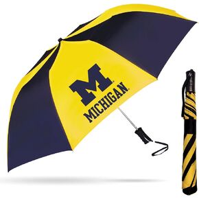 Ultra-Water Resistant Sport Umbrella - NCAA Two Tone Umbrella - 48" Coverage w/Push Button Automatic Open - Flexible, Wind & Rust Resistant Folds to 17 Inches