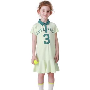 MARC&JANIE Girls Cool Feeling Quick Dry Loose Dresses Short Sleeve Polo Neck Sports Style Dress 230867
